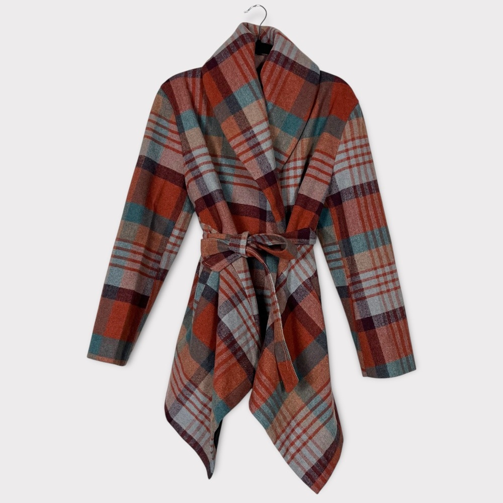 Chicwish Blanket Coat Wrap Jacket Wool Blend‎ 3XL Academia Preppy Boho Plaid